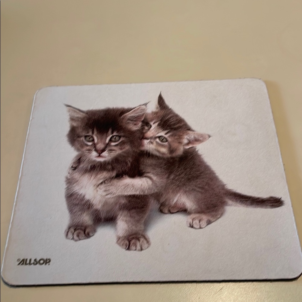 Cat-Themed Mouse Pad - Gray and White